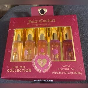 Juicy Couture NWT 5 Pack Lip Oil Gloss Set Scented With Rosehip Oil Makeup